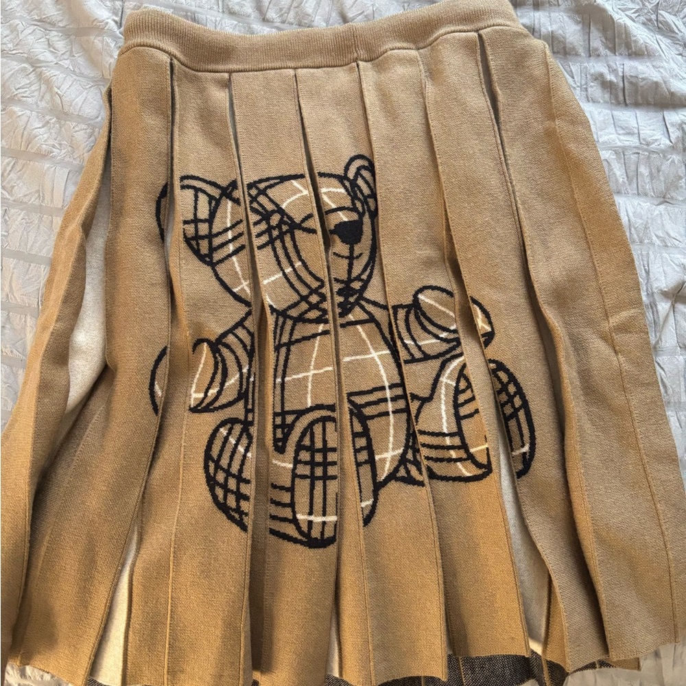Burberry Tan Mini Skirt with Bear Motif